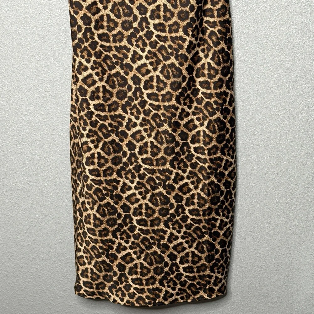Michael Kors Leopard Sleeveless Cowl Neck Maxi Dress M MK Hardware Animal Print